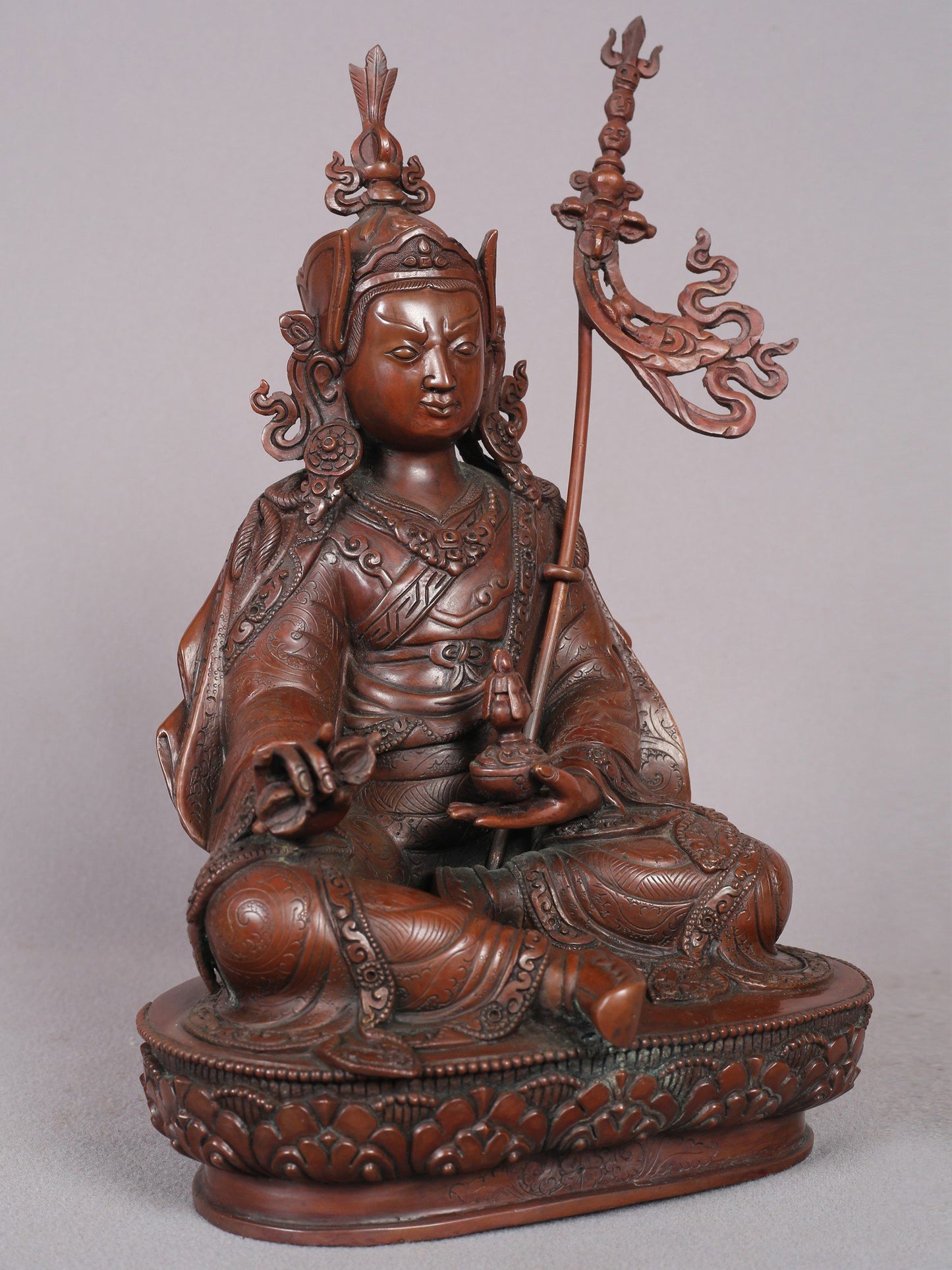 10" Guru Tshokey Dorje Copper Statue From Nepal | Handmade Idol | Copper Figurine