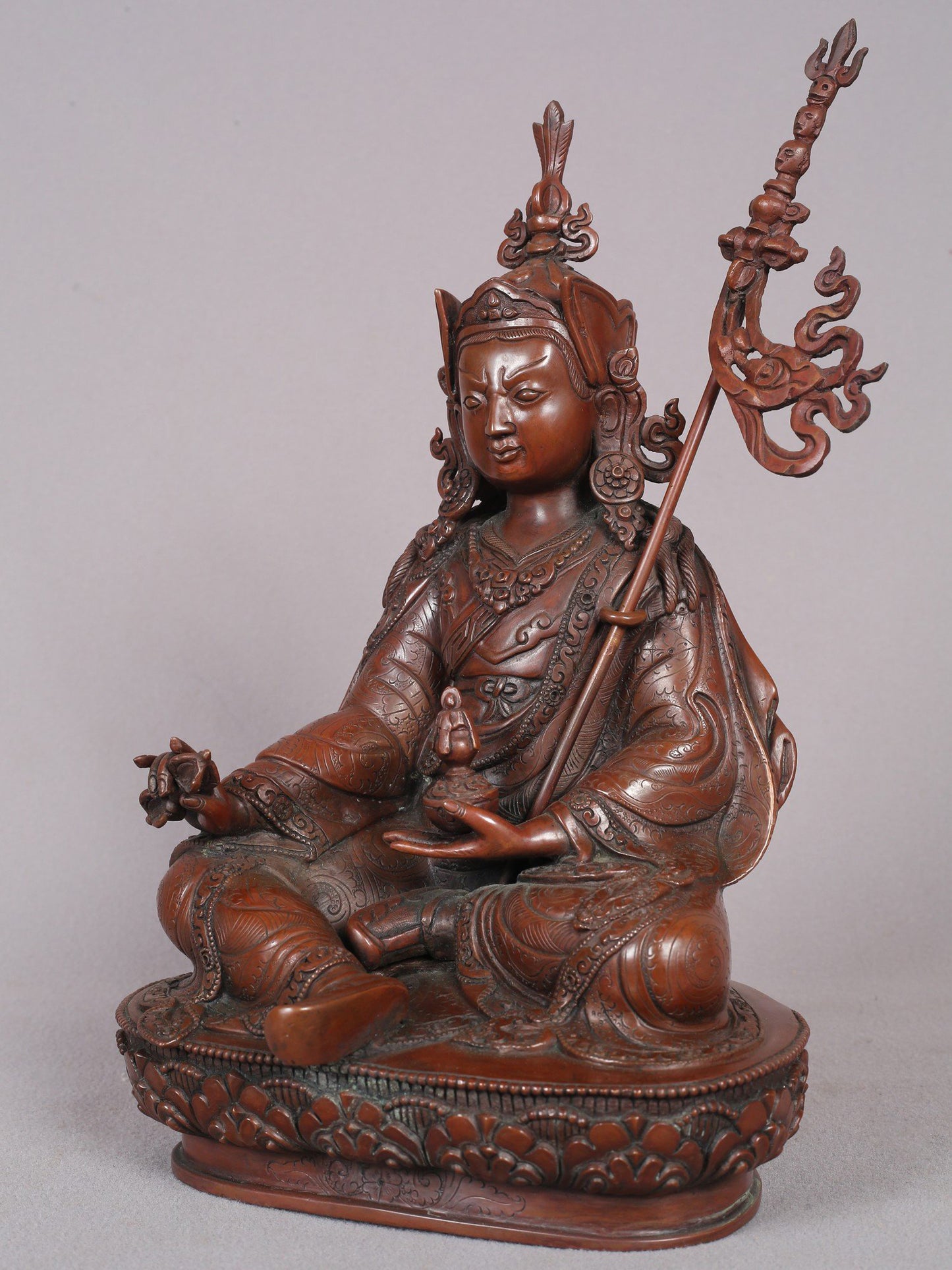 10" Guru Tshokey Dorje Copper Statue From Nepal | Handmade Idol | Copper Figurine