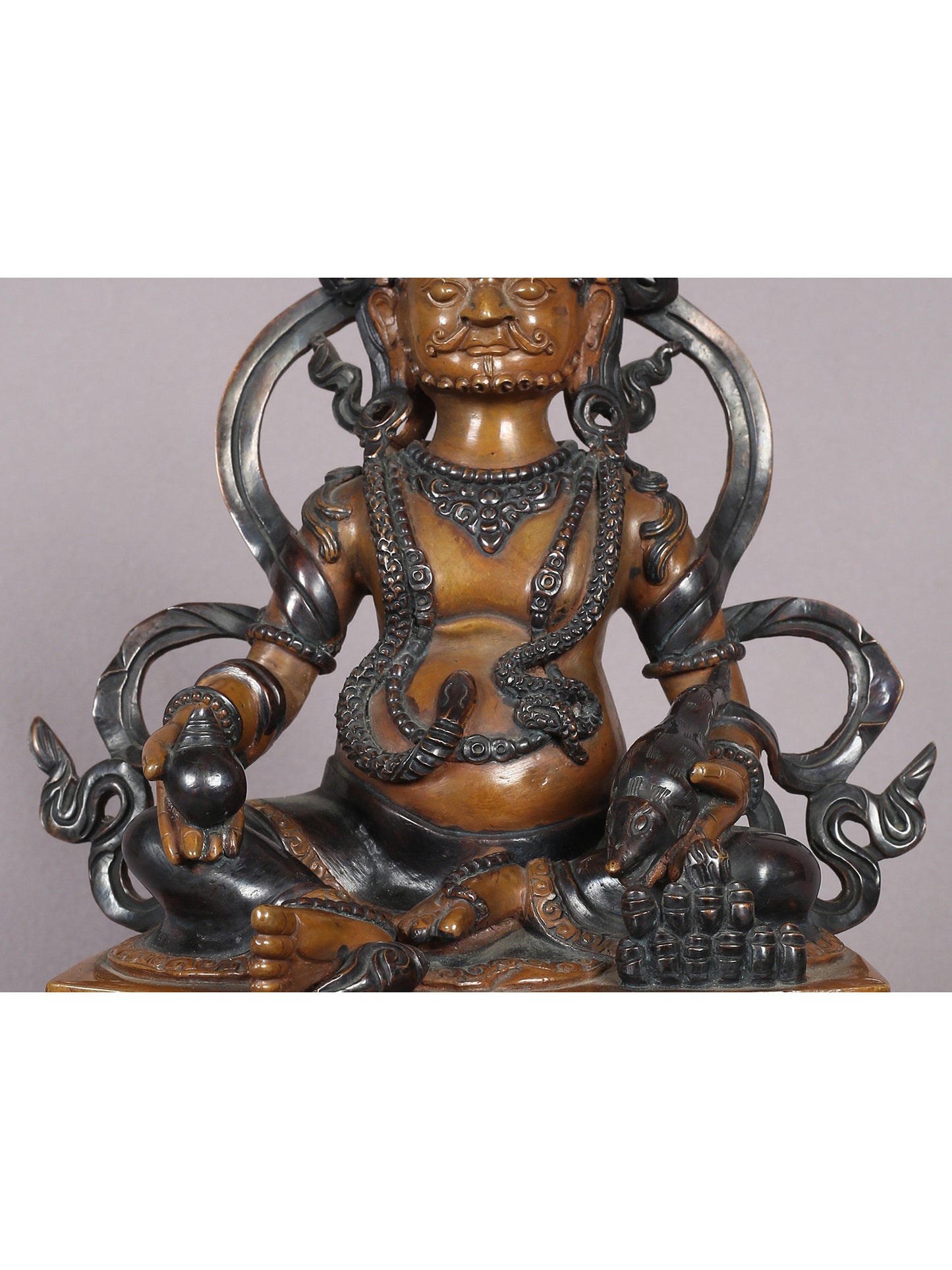 11" Lord Kubera Copper Figurine | Handmade Idol | Tibetan Copper Buddhist Statue