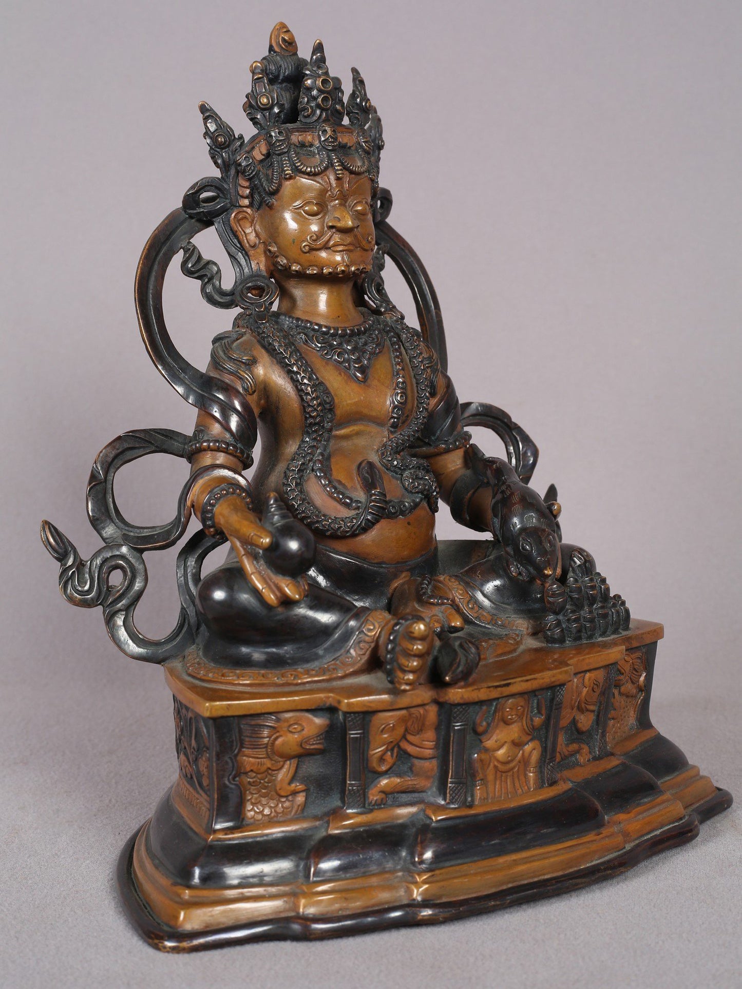 11" Lord Kubera Copper Figurine | Handmade Idol | Tibetan Copper Buddhist Statue