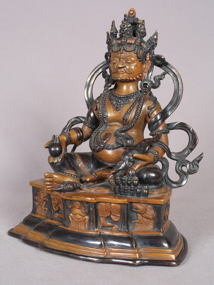 11" Lord Kubera Copper Figurine | Handmade Idol | Tibetan Copper Buddhist Statue