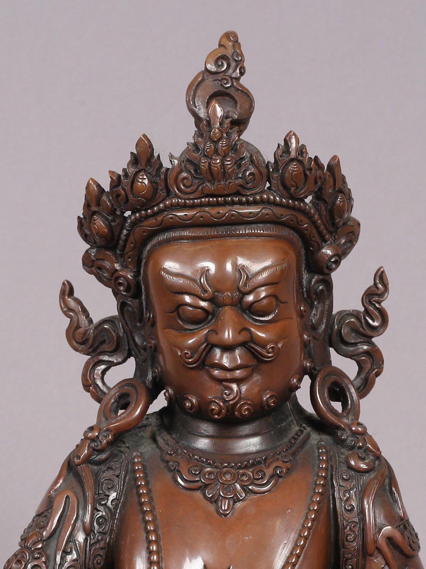 11" Kubera Copper Statue | Handmade Lord Kubera Figurine | Tibetan Buddhist Statue