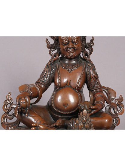 11" Kubera Copper Statue | Handmade Lord Kubera Figurine | Tibetan Buddhist Statue