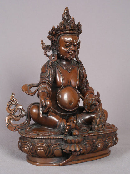 11" Kubera Copper Statue | Handmade Lord Kubera Figurine | Tibetan Buddhist Statue