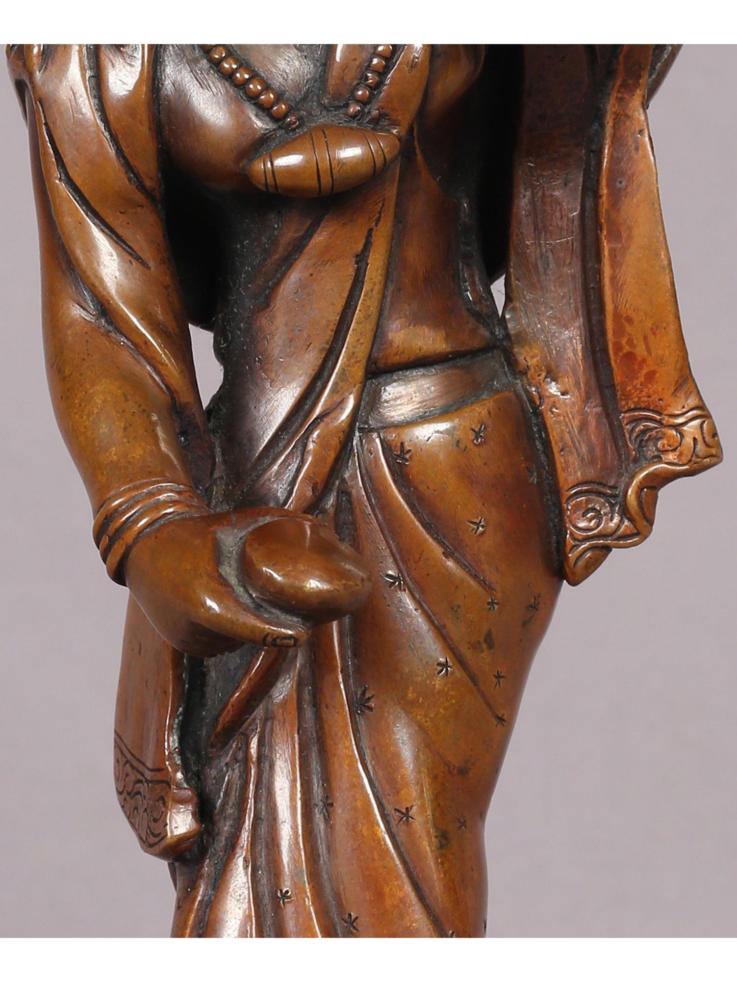 7" Wine Lady Copper Statue from Nepal | Handmade Sculpture