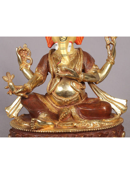 9" Sitting Lord Ganesha Copper Statue from Nepal