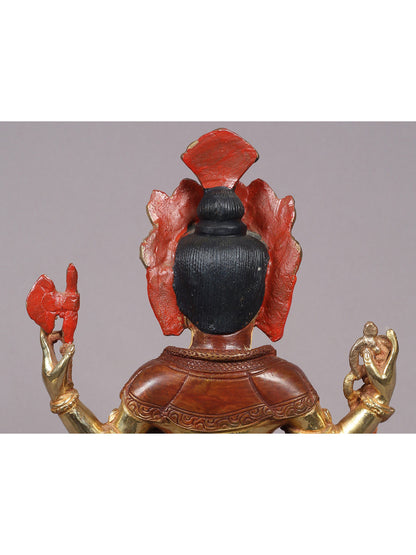 9" Sitting Lord Ganesha Copper Statue from Nepal