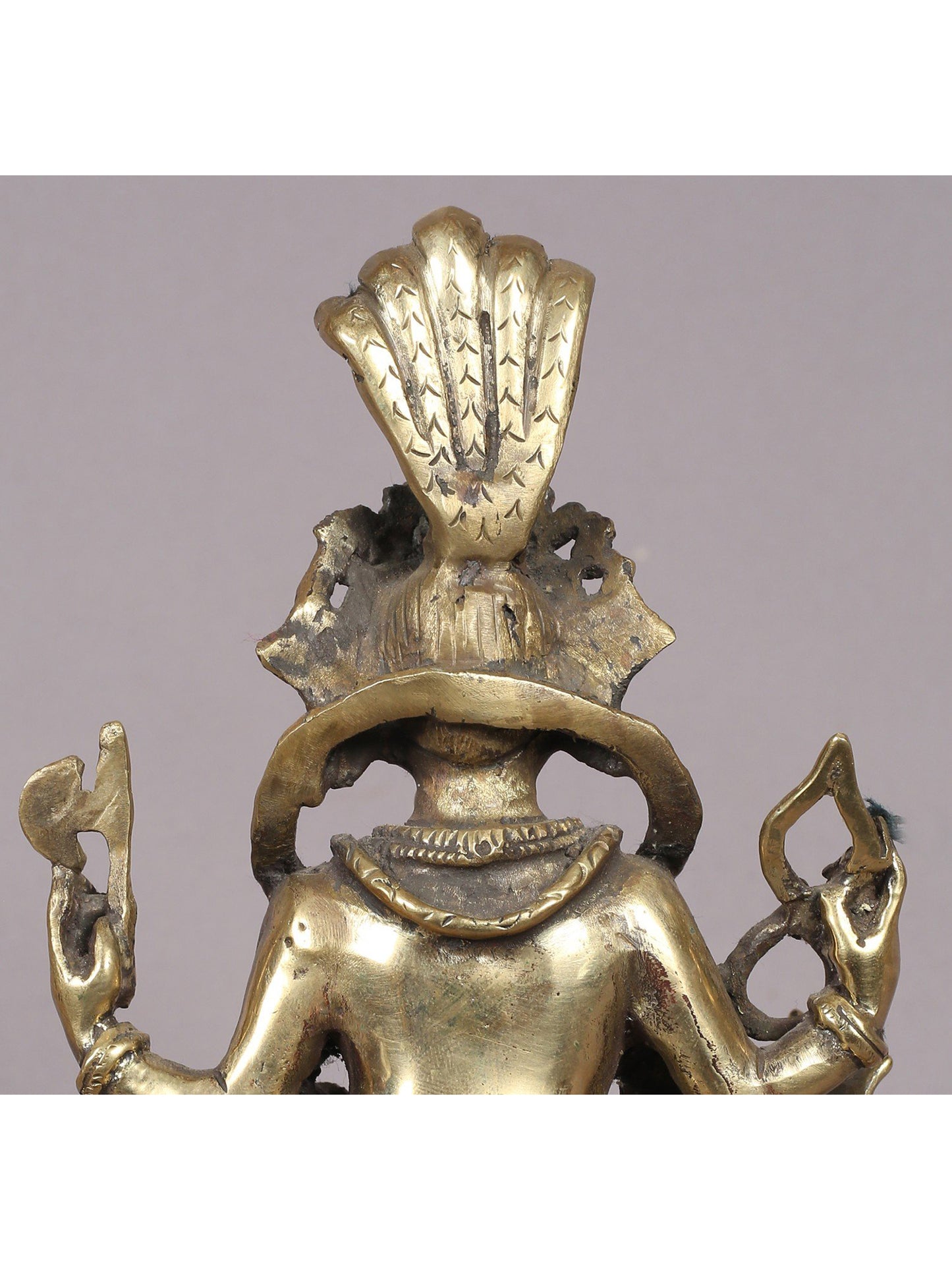 7" Sitting Four Hands Lord Ganesha Brass Statue from Nepal