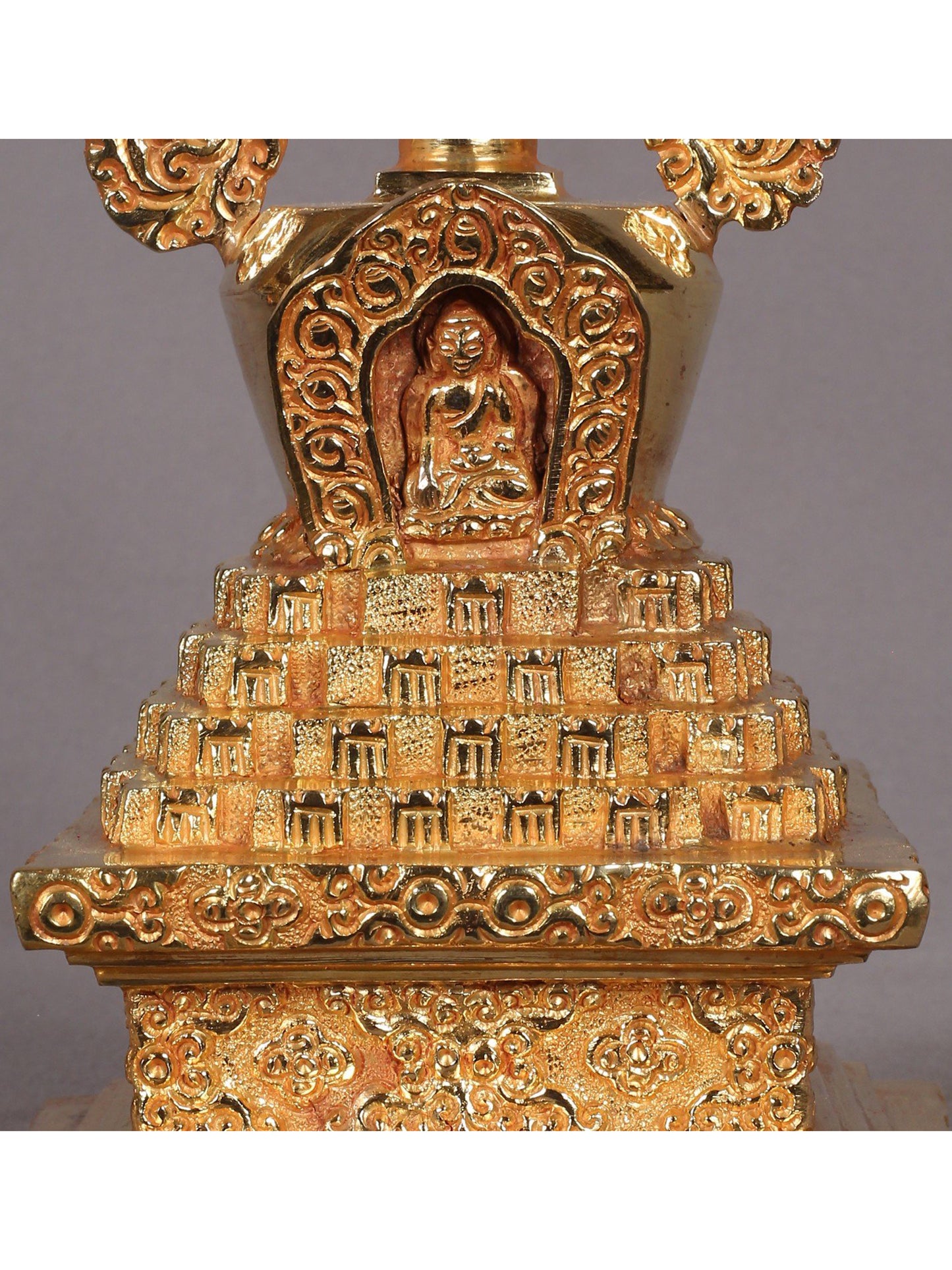 9" Copper Stupa Statue from Nepal | Handmade Sculpture