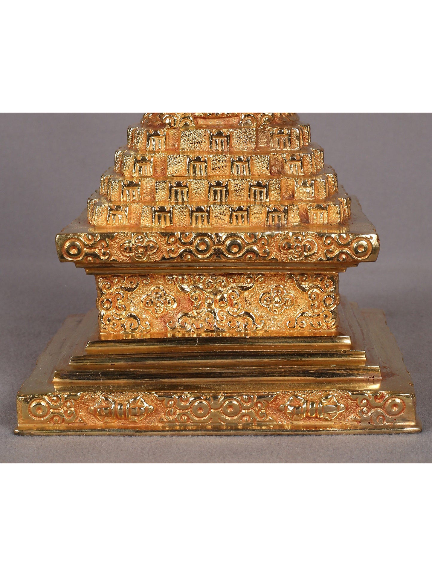 9" Copper Stupa Statue from Nepal | Handmade Sculpture