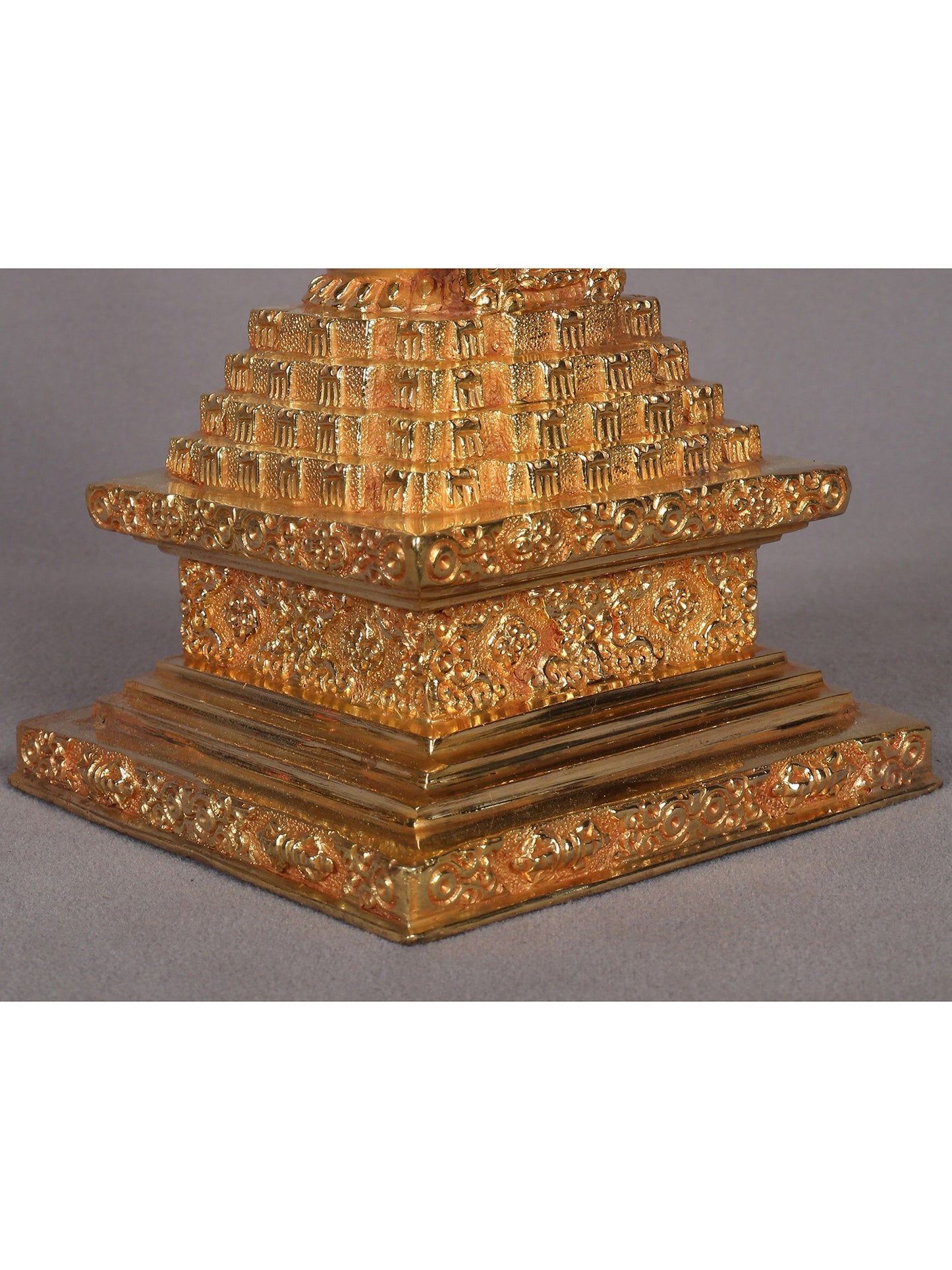 9" Copper Stupa Statue from Nepal | Handmade Sculpture