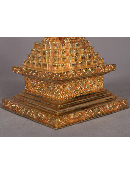 9" Copper Stupa Statue from Nepal | Handmade Sculpture