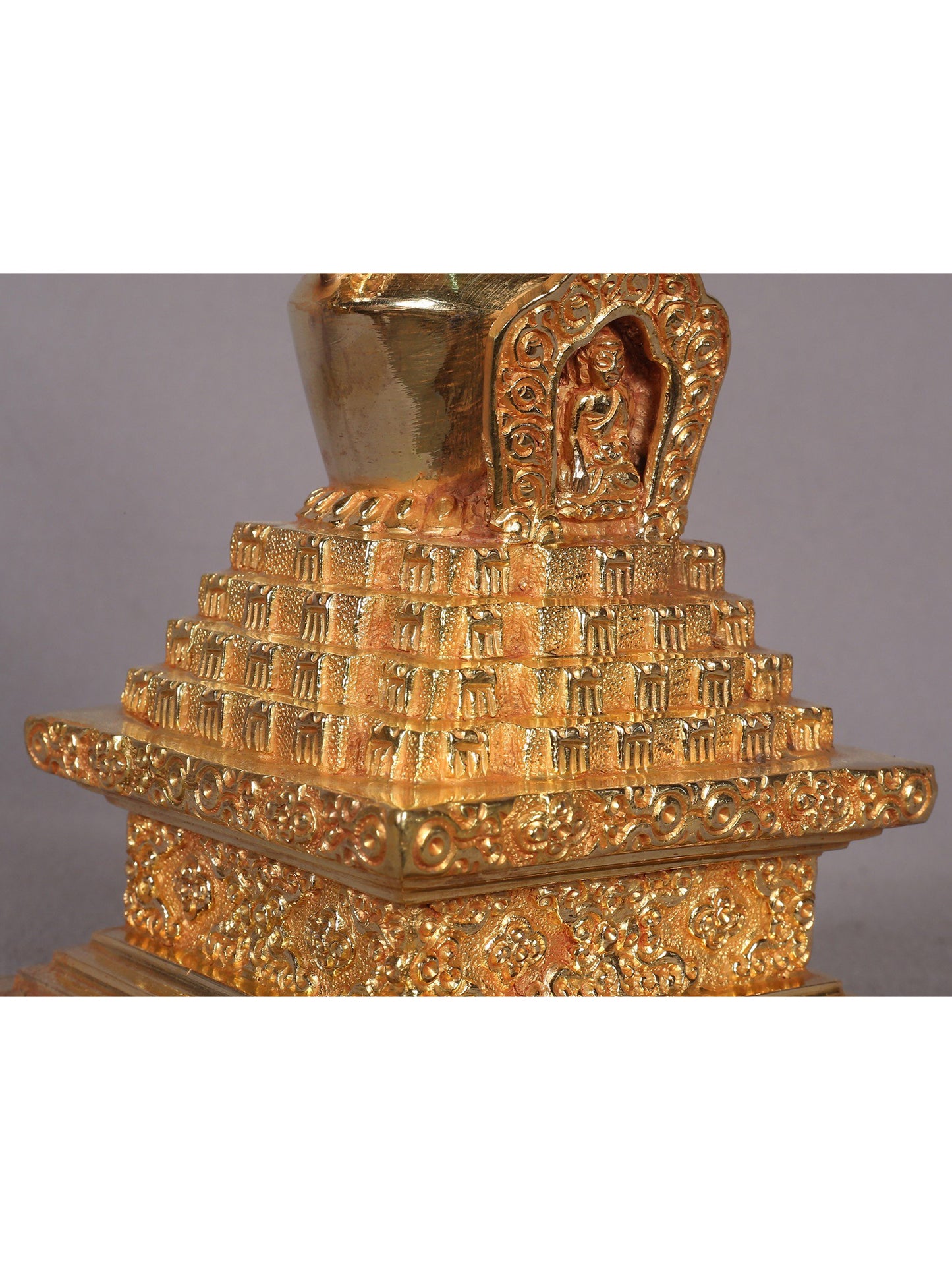 9" Copper Stupa Statue from Nepal | Handmade Sculpture