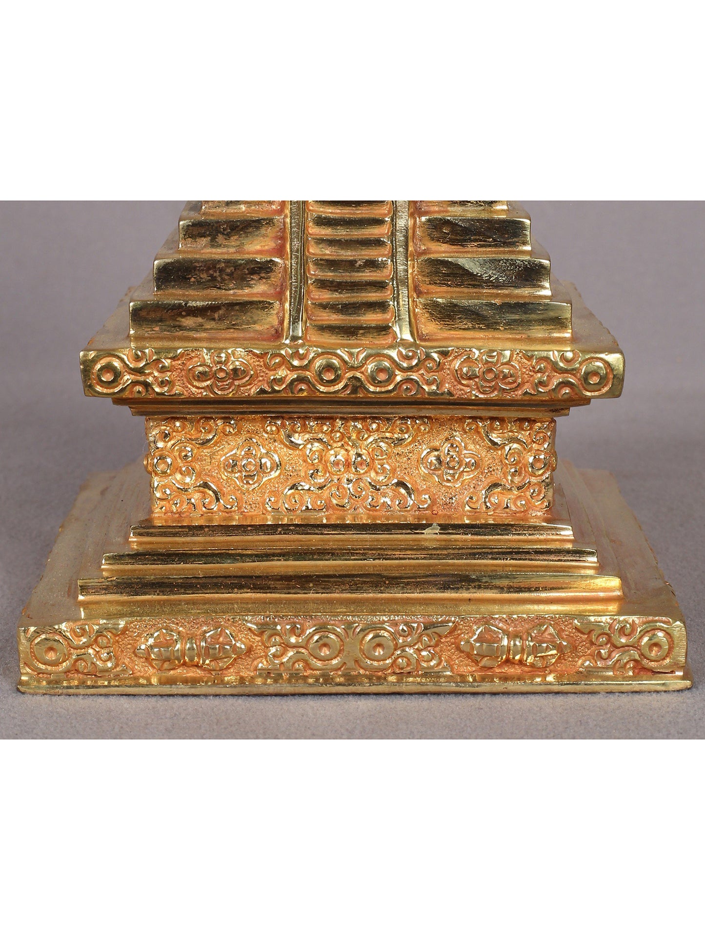 9" Stupa from Nepal | Handmade Sculpture | Copper With Gold Plated