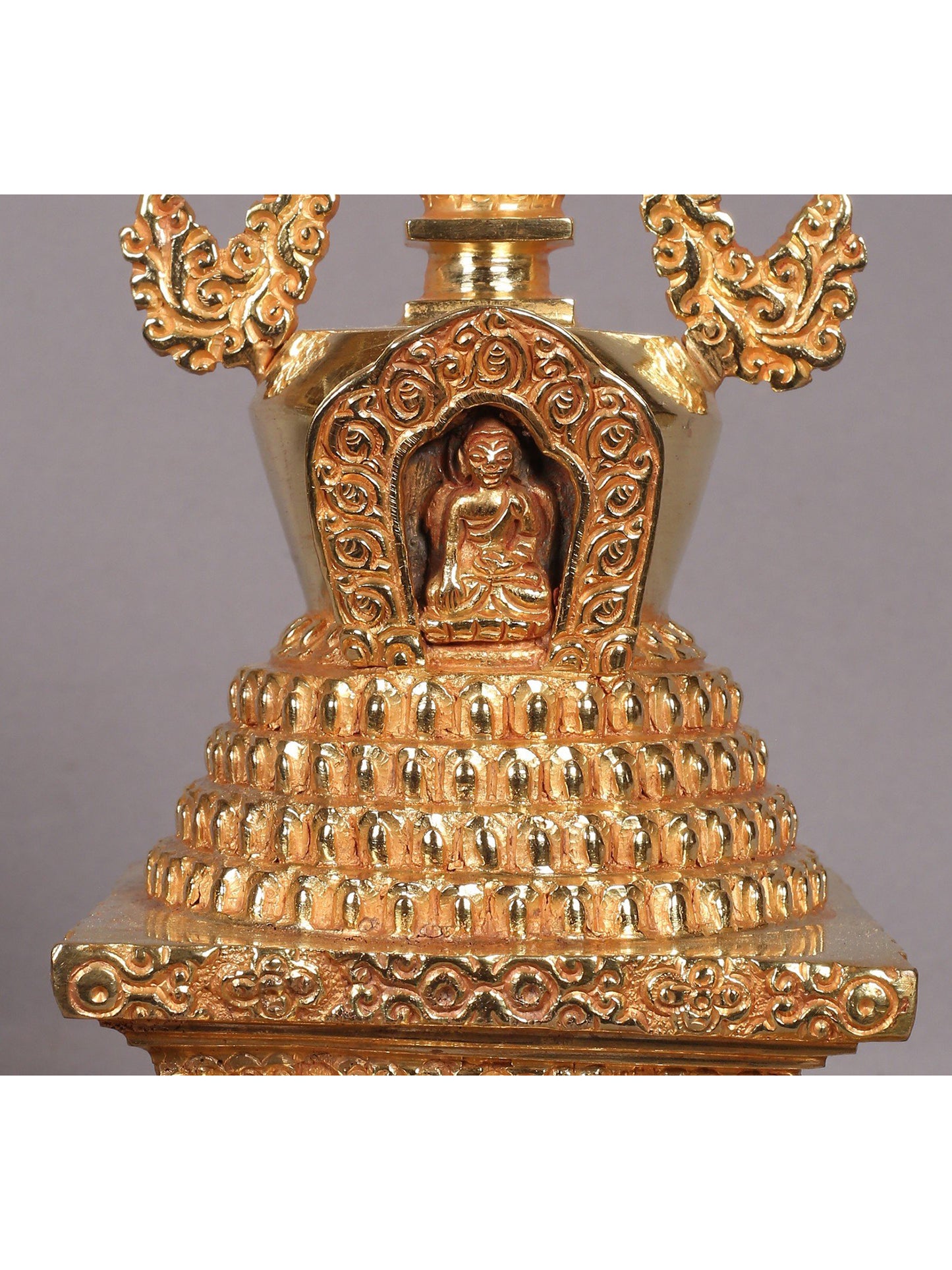 9" Stupa from Nepal | Copper Idol with Gold Plated