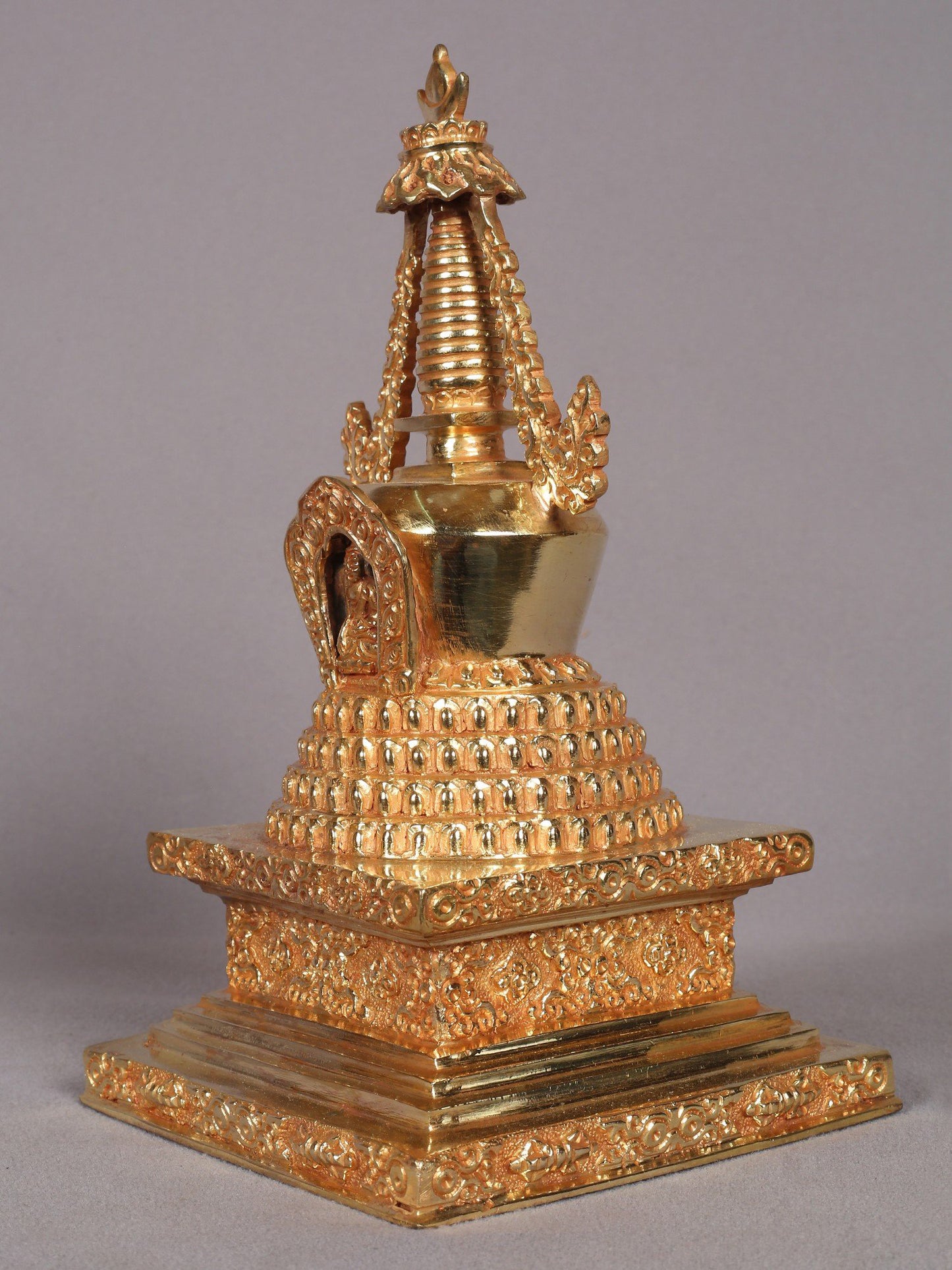 9" Stupa from Nepal | Copper Idol with Gold Plated