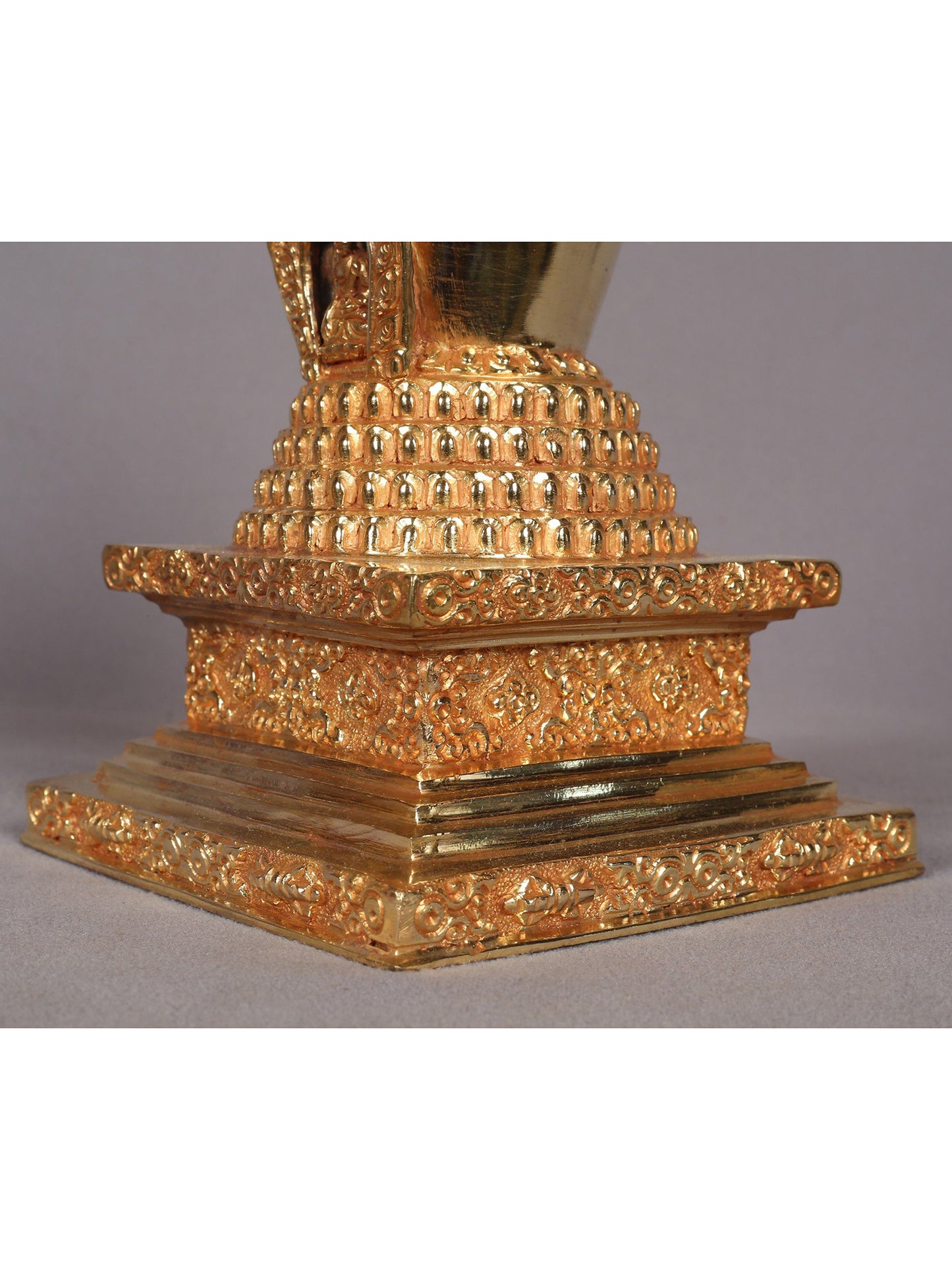 9" Stupa from Nepal | Copper Idol with Gold Plated