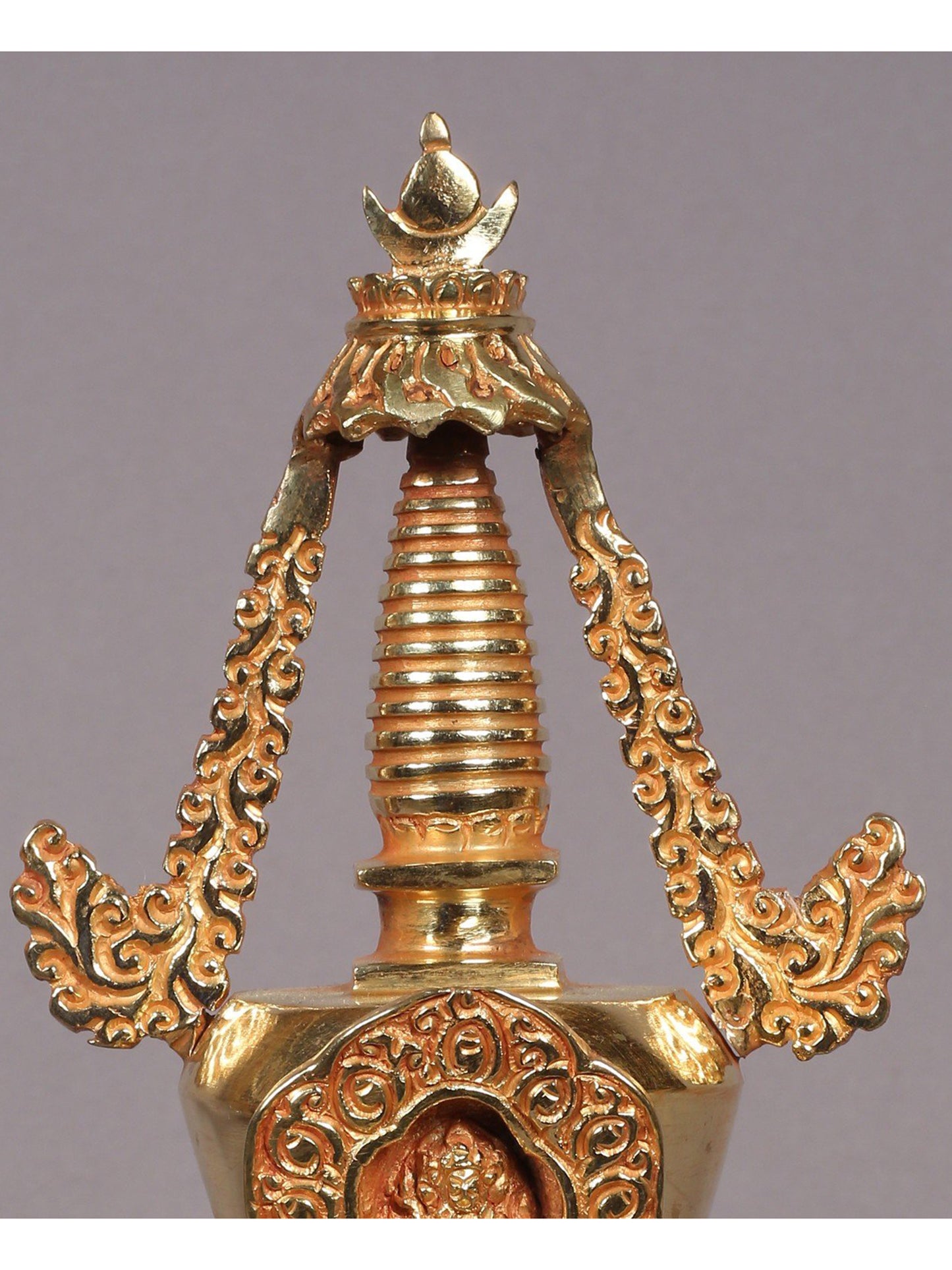 9" Stupa from Nepal | Copper with Gold Plated | Handmade Sculpture