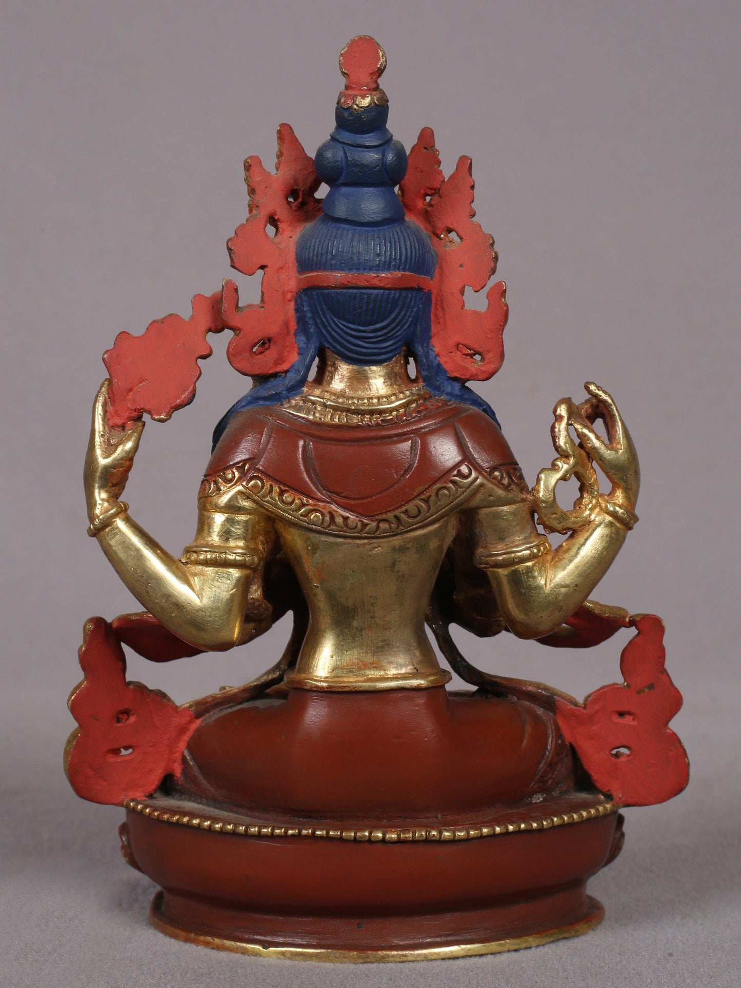 5" Chenrezig (Avalokiteshvara) Sculpture from Nepal | Copper Statue with Gold Plated