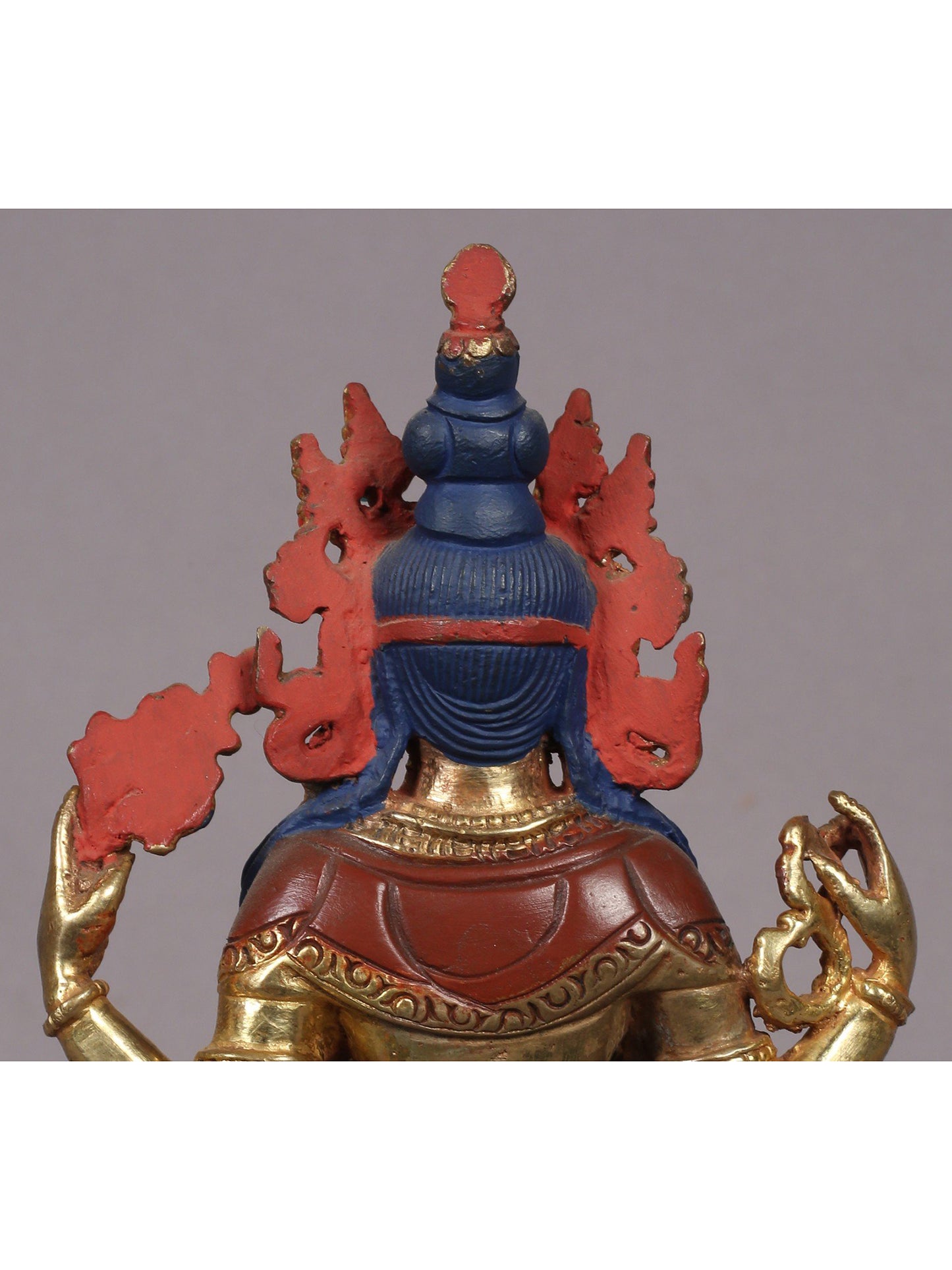 5" Chenrezig (Avalokiteshvara) Sculpture from Nepal | Copper Statue with Gold Plated