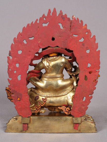 9" Buddhist Sculpture of Singh Kubera | Nepalese Copper Statue