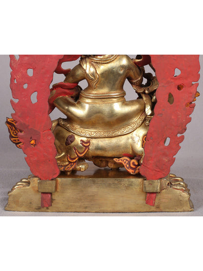 9" Buddhist Sculpture of Singh Kubera | Nepalese Copper Statue