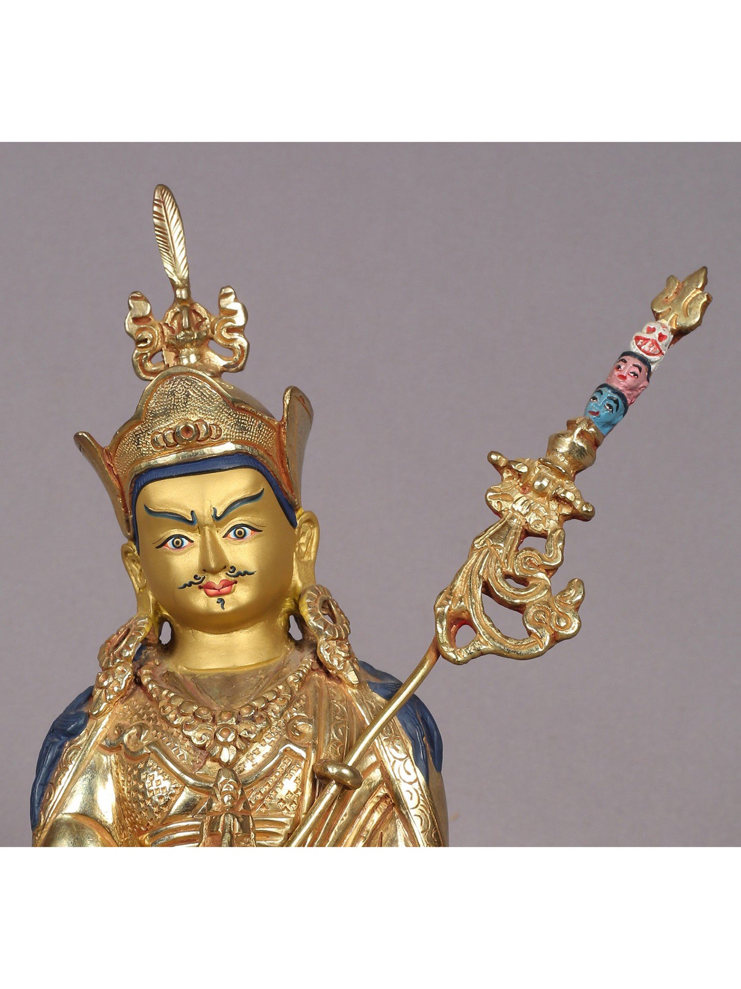 9" Guru Padmasambhava Sculpture | Nepalese Copper Statue