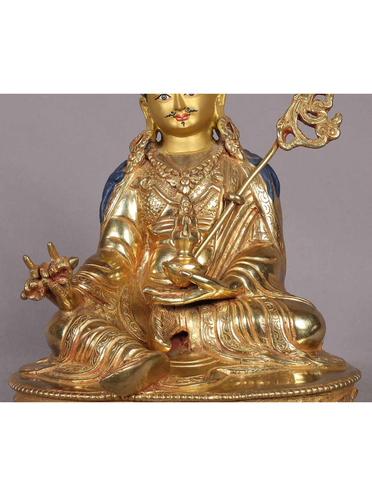 9" Guru Padmasambhava Sculpture | Nepalese Copper Statue