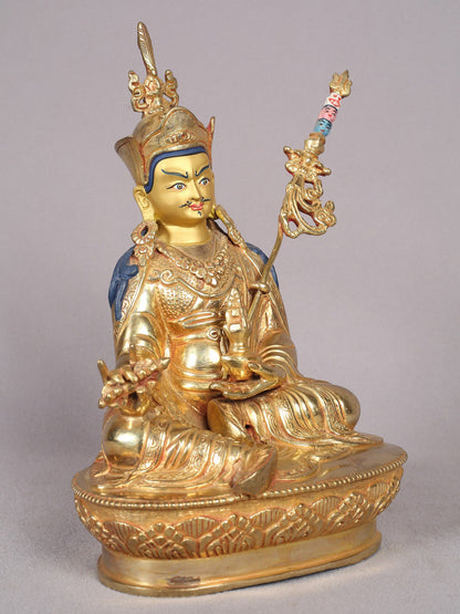 9" Guru Padmasambhava Sculpture | Nepalese Copper Statue