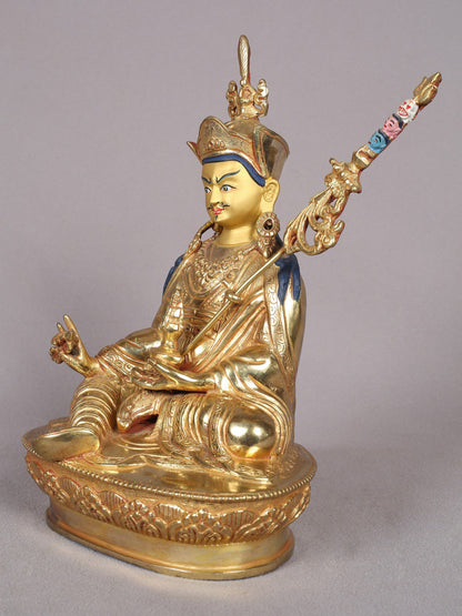 9" Guru Padmasambhava Sculpture | Nepalese Copper Statue