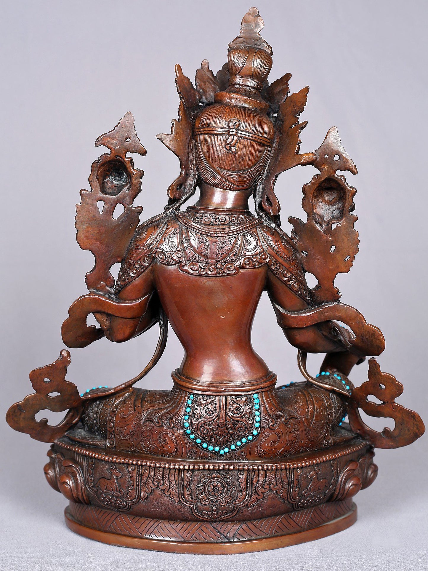 13" Tibetan Buddhist Goddess Green Tara Idol | Nepalese Copper Statue