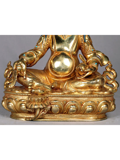 11" Kubera Copper Statue with Gold Plated - The Buddhist God of Wealth