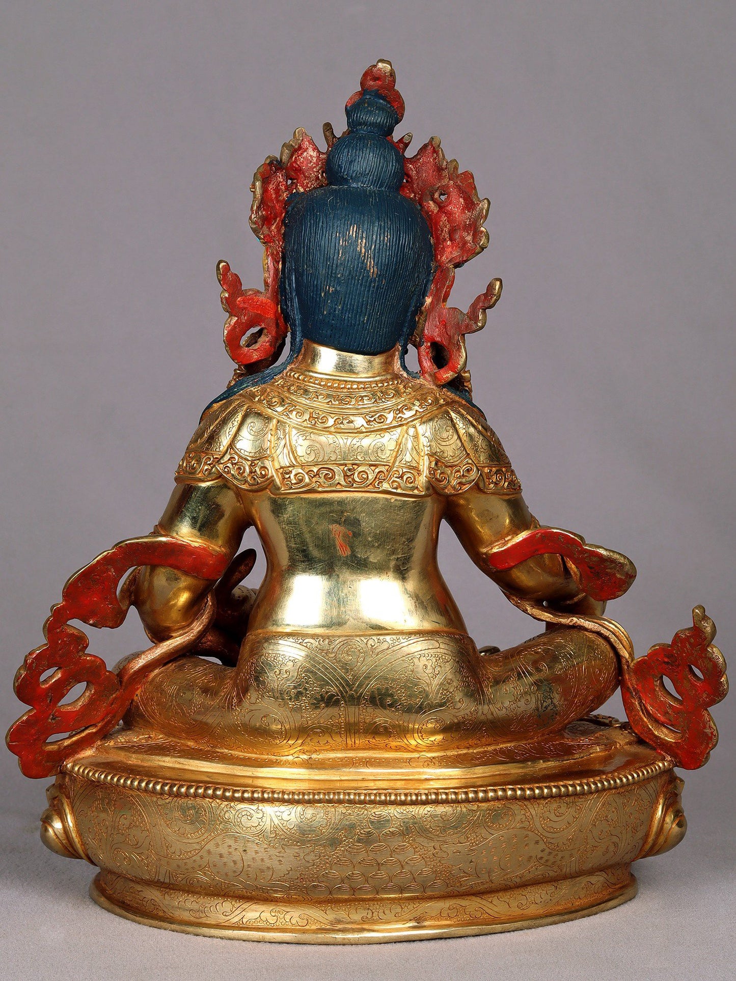 11" Kubera Copper Statue with Gold Plated - The Buddhist God of Wealth