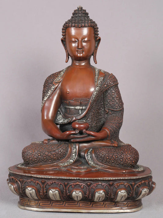 13" Amitabha Buddha Copper Statue from Nepal | Nepalese Copper Idols