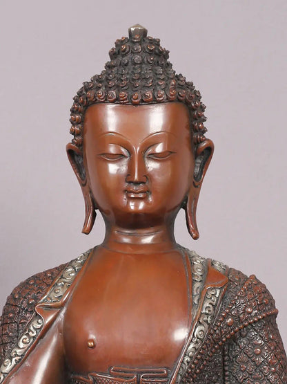 13" Amitabha Buddha Copper Statue from Nepal | Nepalese Copper Idols