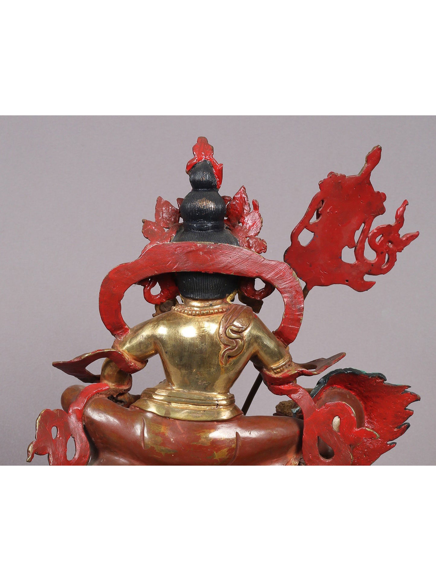 14" Buddhist Deity Singh Kubera Idol | Nepalese Copper Statue