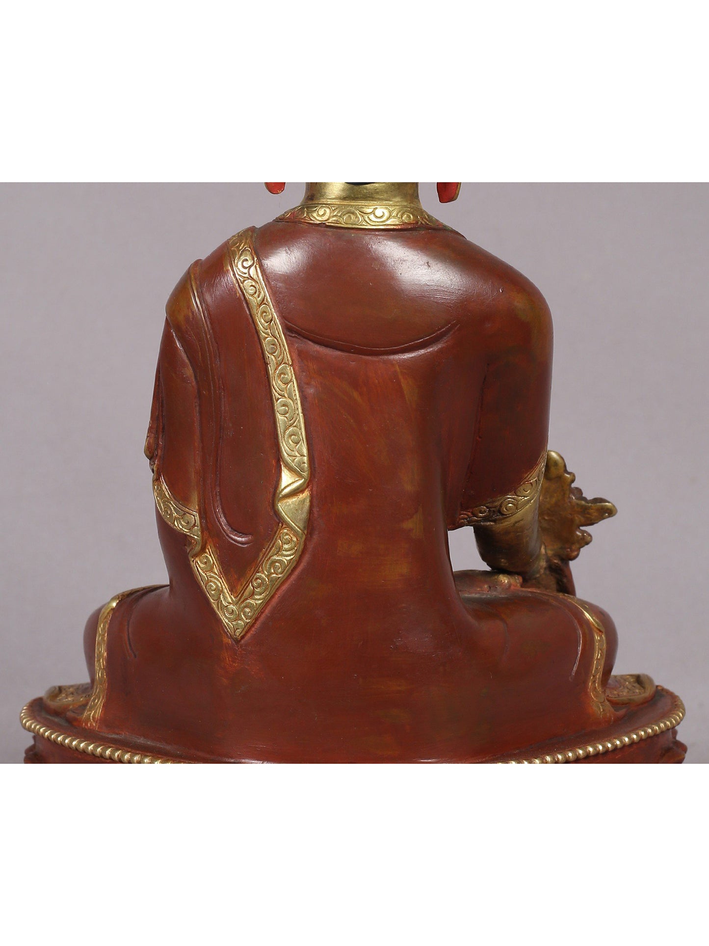 8" Medicine Buddha Copper Statue from Nepal | Copper Idol with Gold Plated