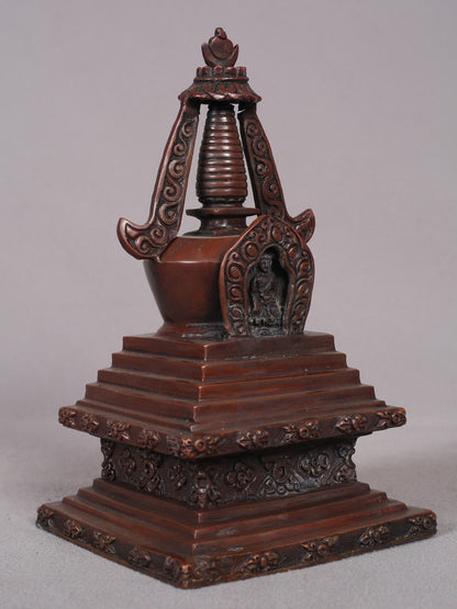 7" Copper Stupa from Nepal | Handmade Sculpture