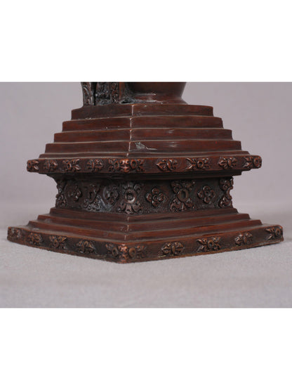 7" Copper Stupa from Nepal | Handmade Sculpture