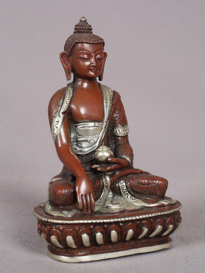 6" Lord Buddha in Bhumi-Sparsha Mudra | Nepalese Copper Statue