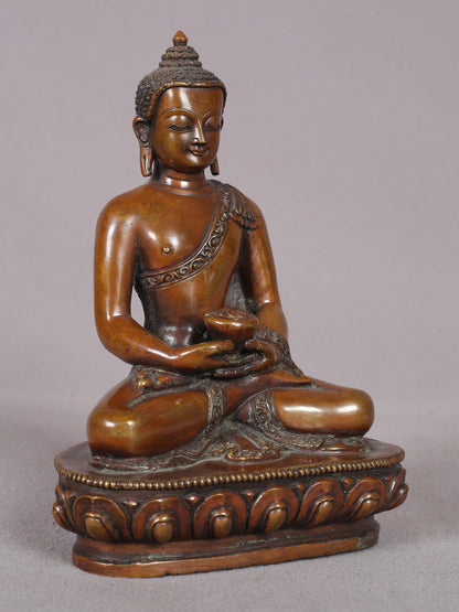 5" Meditating Buddha Idol from Nepal | Nepalese Copper Statue