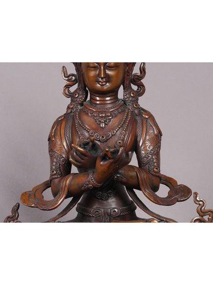 12" Copper Vajradhara Sculpture | Buddhist Deity Statue from Nepal