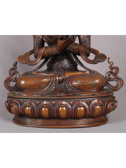 12" Copper Vajradhara Sculpture | Buddhist Deity Statue from Nepal