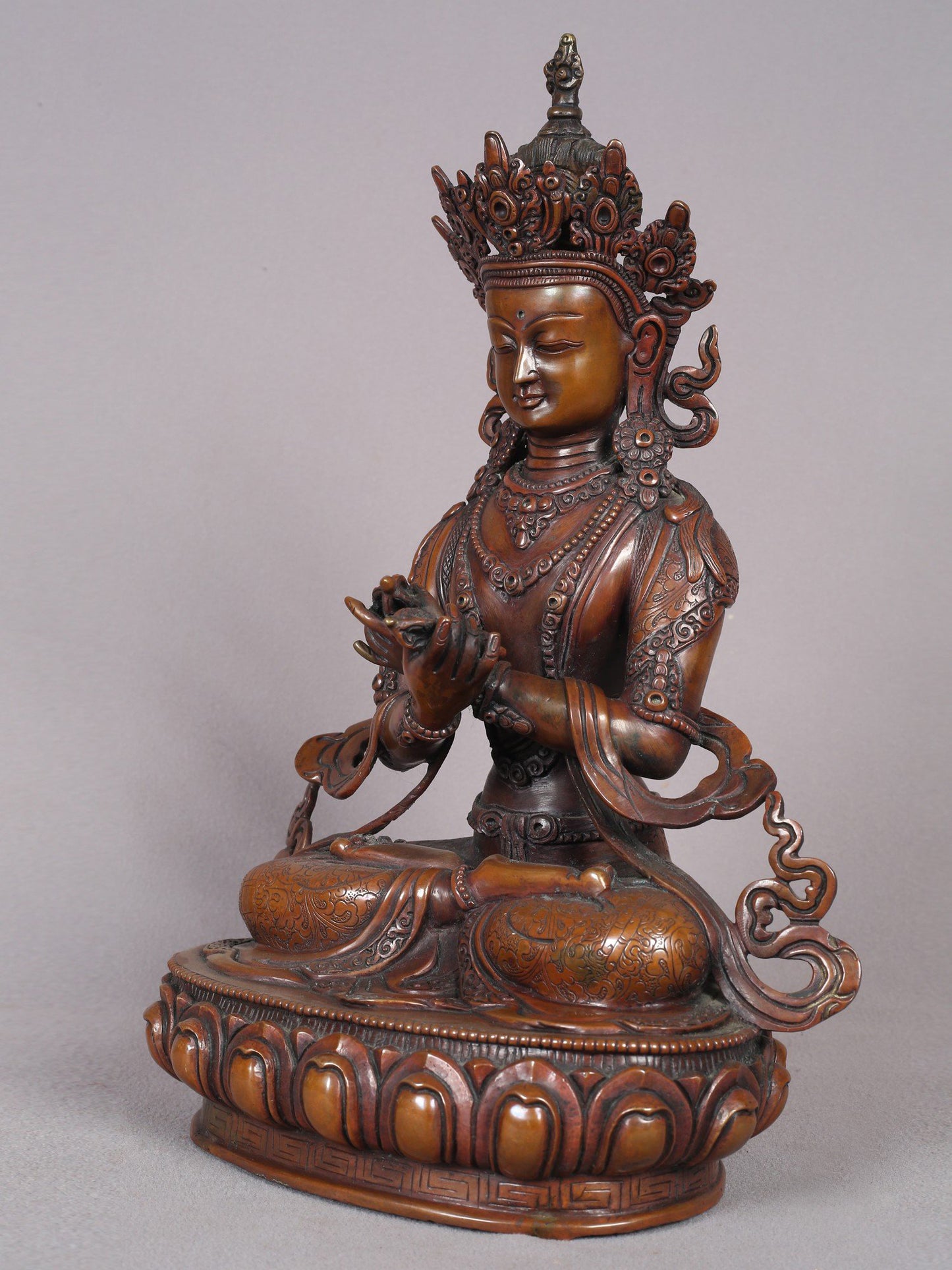 12" Copper Vajradhara Sculpture | Buddhist Deity Statue from Nepal