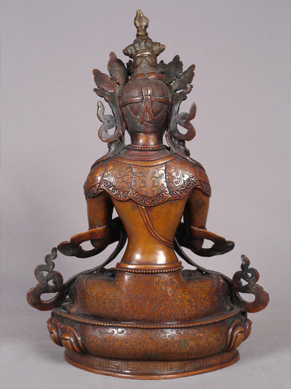 12" Copper Vajradhara Sculpture | Buddhist Deity Statue from Nepal