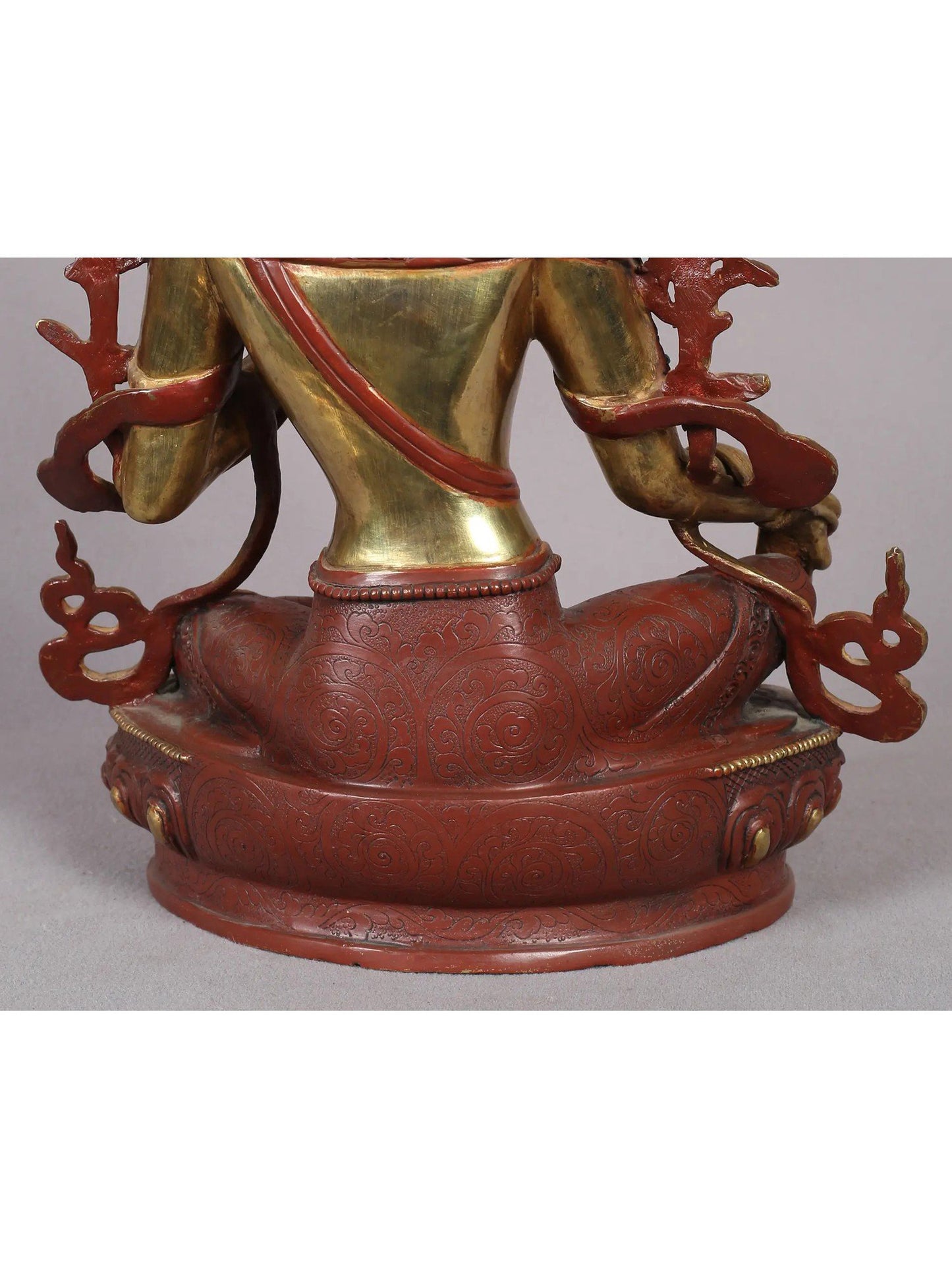 12" Goddess Green Tara Statue from Nepal | Tibetan Buddhist Copper With Gold Plated