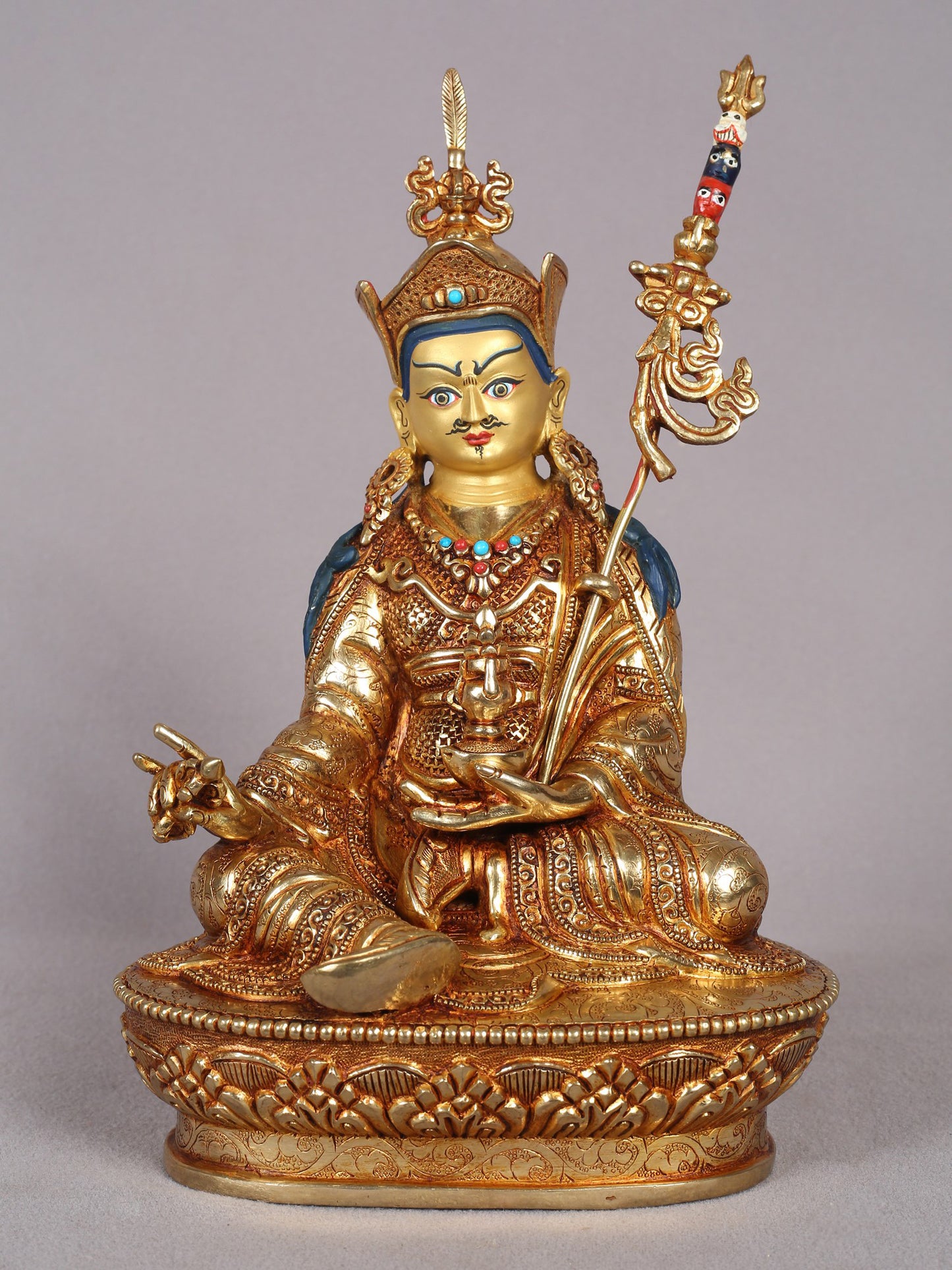 9" Guru Padmasambhava Statue from Nepal | Nepalese Copper Statue