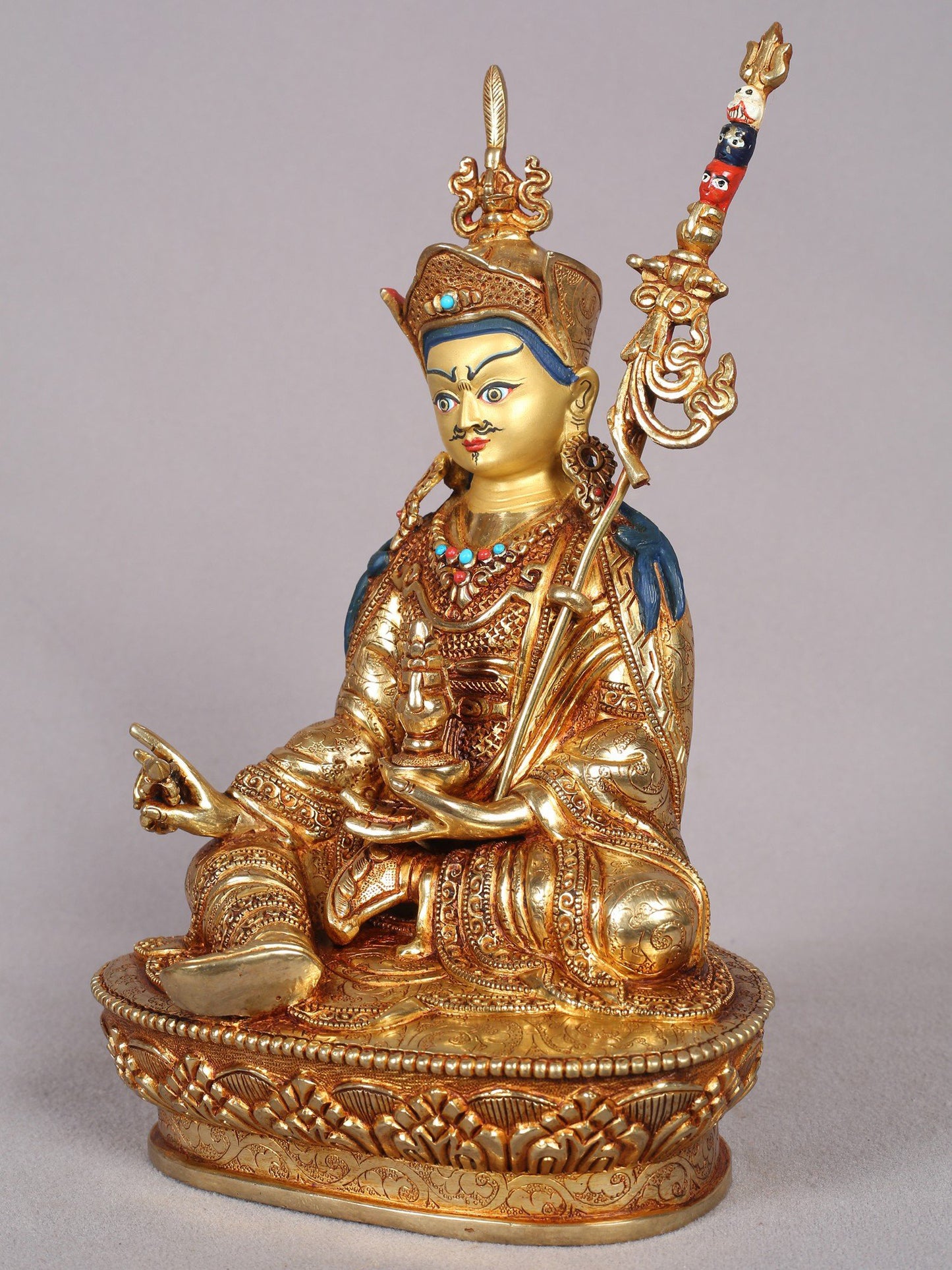 9" Guru Padmasambhava Statue from Nepal | Nepalese Copper Statue