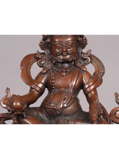 5" Tibetan Buddhist Lord Kubera Copper Idol | Statue from Nepal