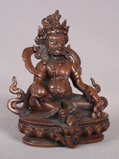 5" Tibetan Buddhist Lord Kubera Copper Idol | Statue from Nepal